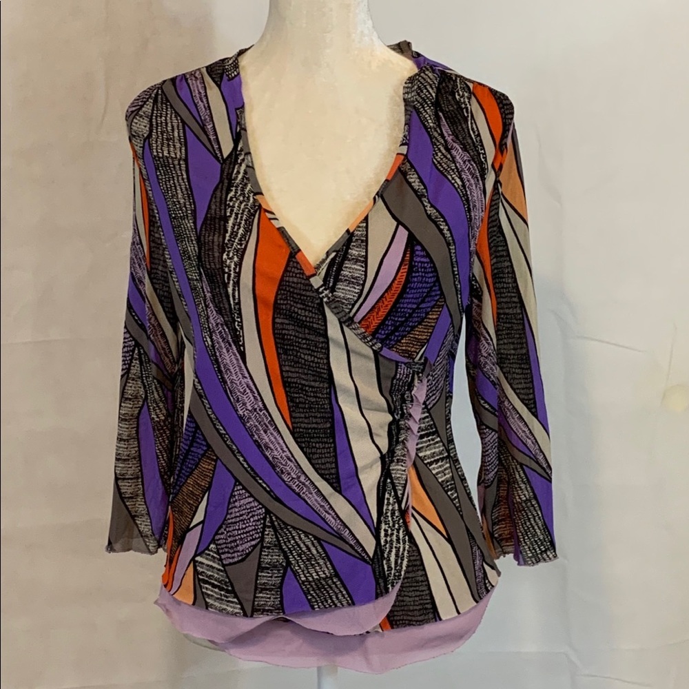 Ideology Multi Color Long Sleeve Blouse Size L